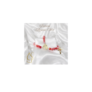 Pulsera Rosario #4 - Jaspe Rosado y Blanco