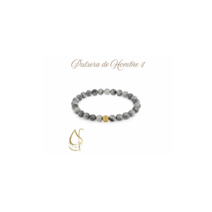 Pulsera de Hombre #4 - Jaspe Mapa Gris
